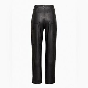NWOT Aritzia Wilfred Size 0 Brennan High-Waisted Leather Utility Pants - Black